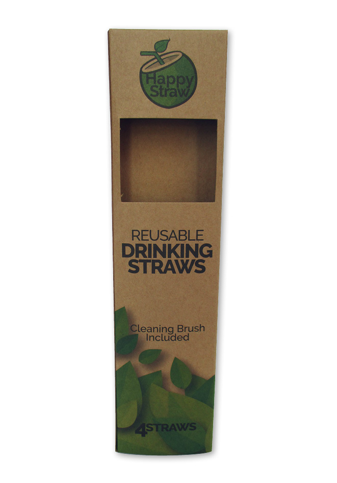 productverpakking doos met venster bruin kraft karton voor rietjes bedrukt biodegradable Happy Straw G