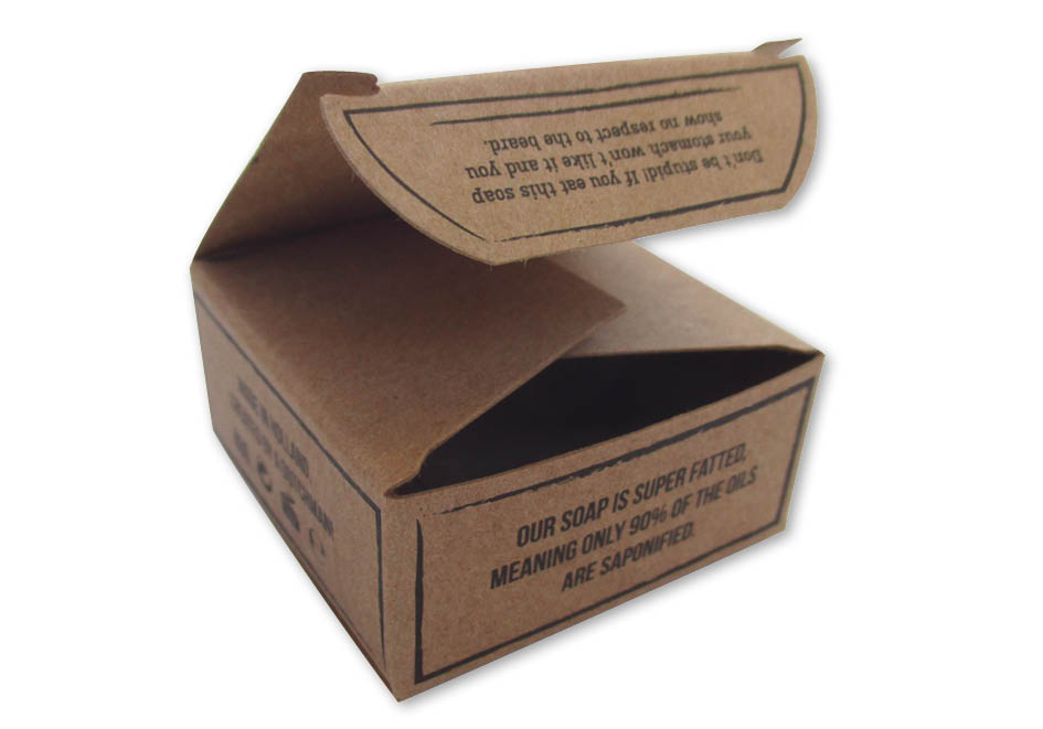 productverpakking bedrukt doosje opdruk full color voor zeep bruin kraft karton biodegradable
