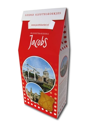Tasdoos doos voor koekjes voedselveilig bedrukt Leidse Koekjes met zweedse bodem 62x105x250.