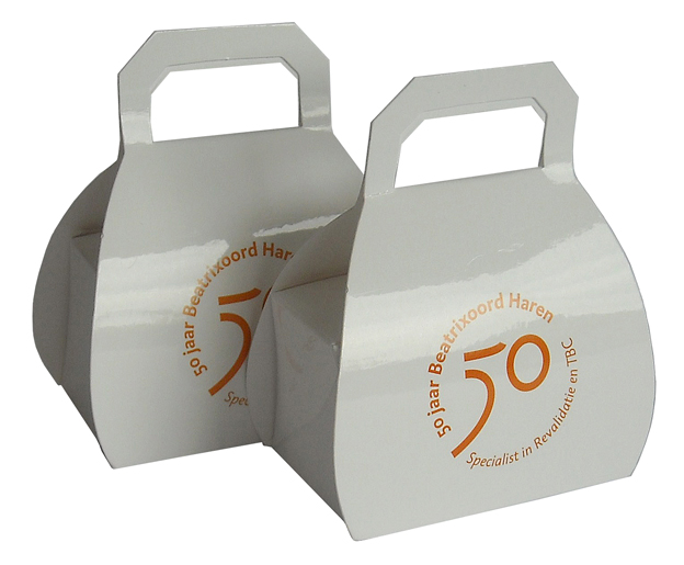 bonbondoosje voor 2 bonbons voor 50 jarig jubileum bedrukt